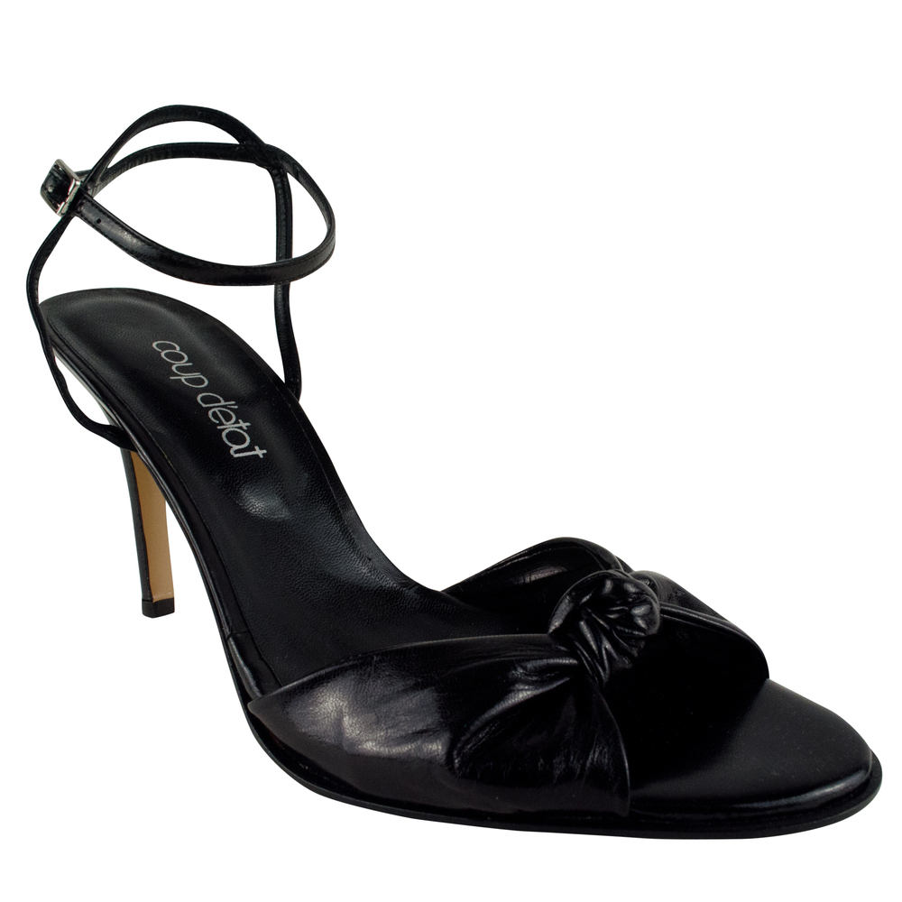 Coup D'etat Women's Eva Leather Knot Ankle Strap Heels Shoes Black 9.5M New